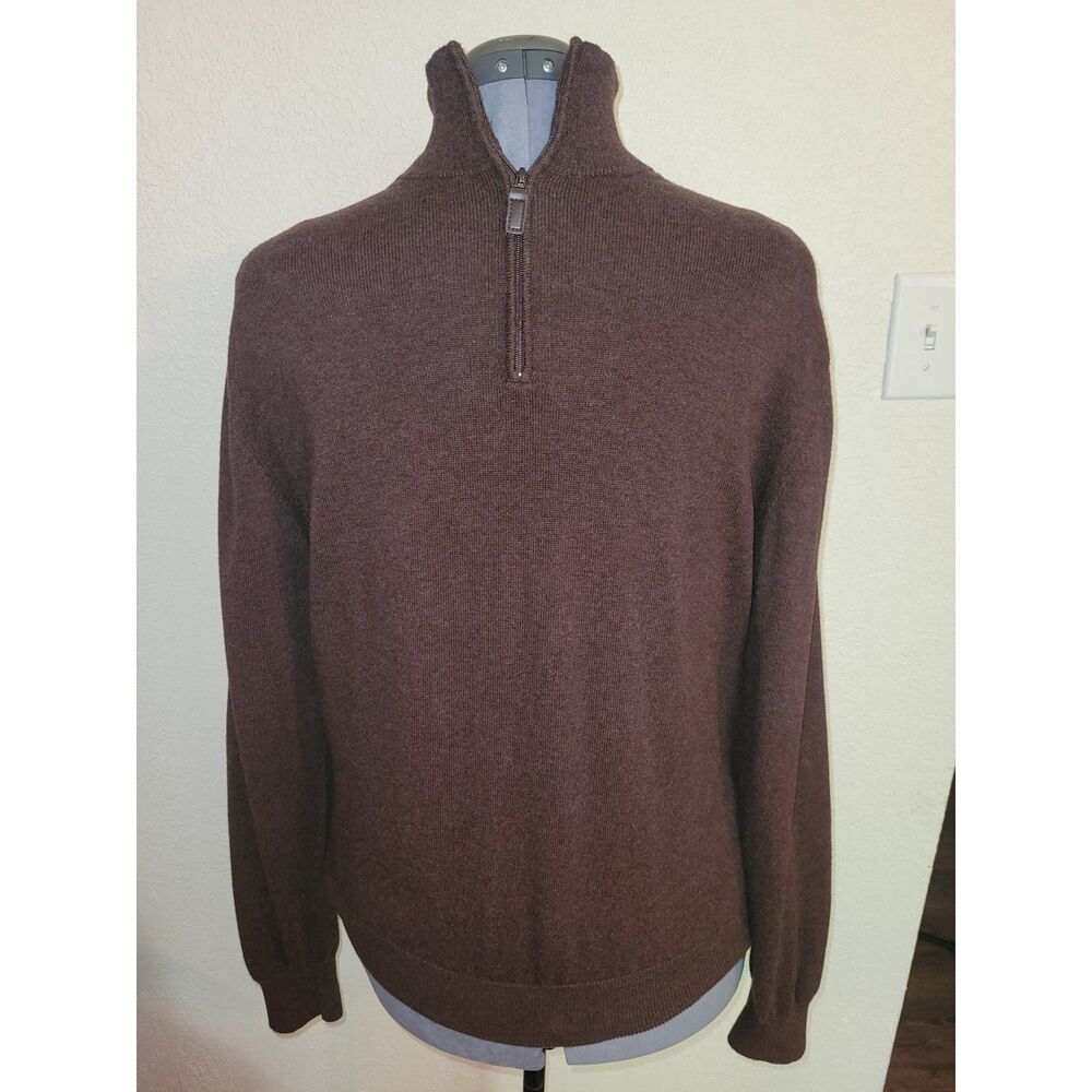 Jos. A. Bank Signature Collection Pima Cotton 1/4 Zip Sweater Men’s M Brown